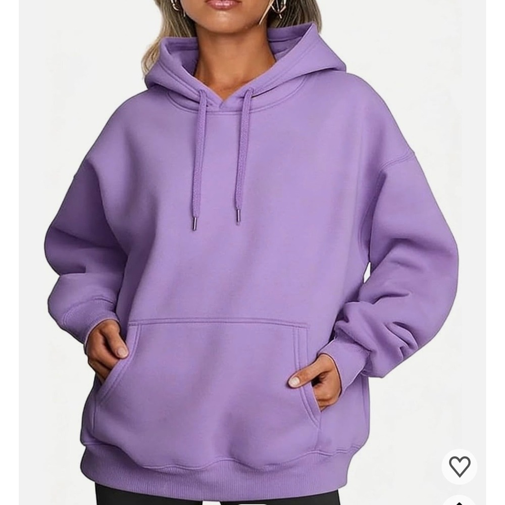 Oversized Lavender Purple Hoodie Sweatshirt Fleece Lined Kangaroo Pocket Women